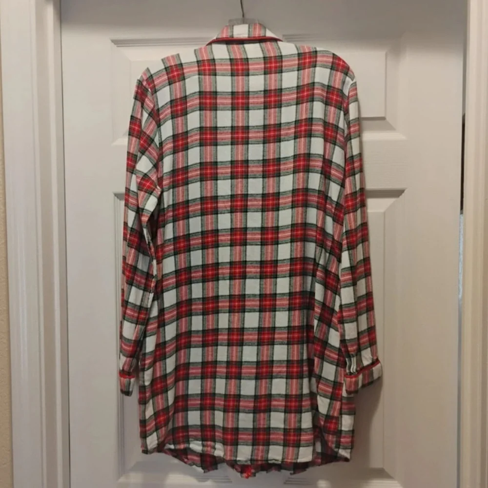Disney Minnie Mouse Red Plaid Flannel Sleep Shirt Size S - Picture 3 of 6